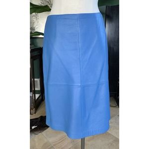 gap women 6 Blue soft leather a Line straight MIDI Skirt